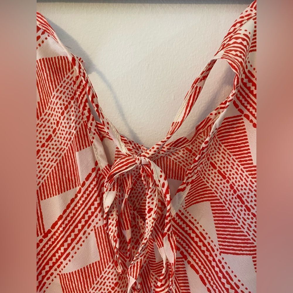 Boho Tank Top, Orange and White Geometric Pattern, Charlotte Russe, Size M - Picture 3 of 5